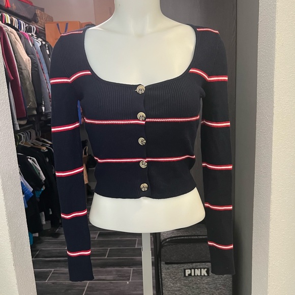 Forever 21 Red, White, & Blue Button Long Sleeve Top - Picture 1 of 6